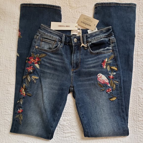 NWT Sundance DRIFWOOD Kelly Winter Bird BootCut Jeans. - Picture 11 of 17